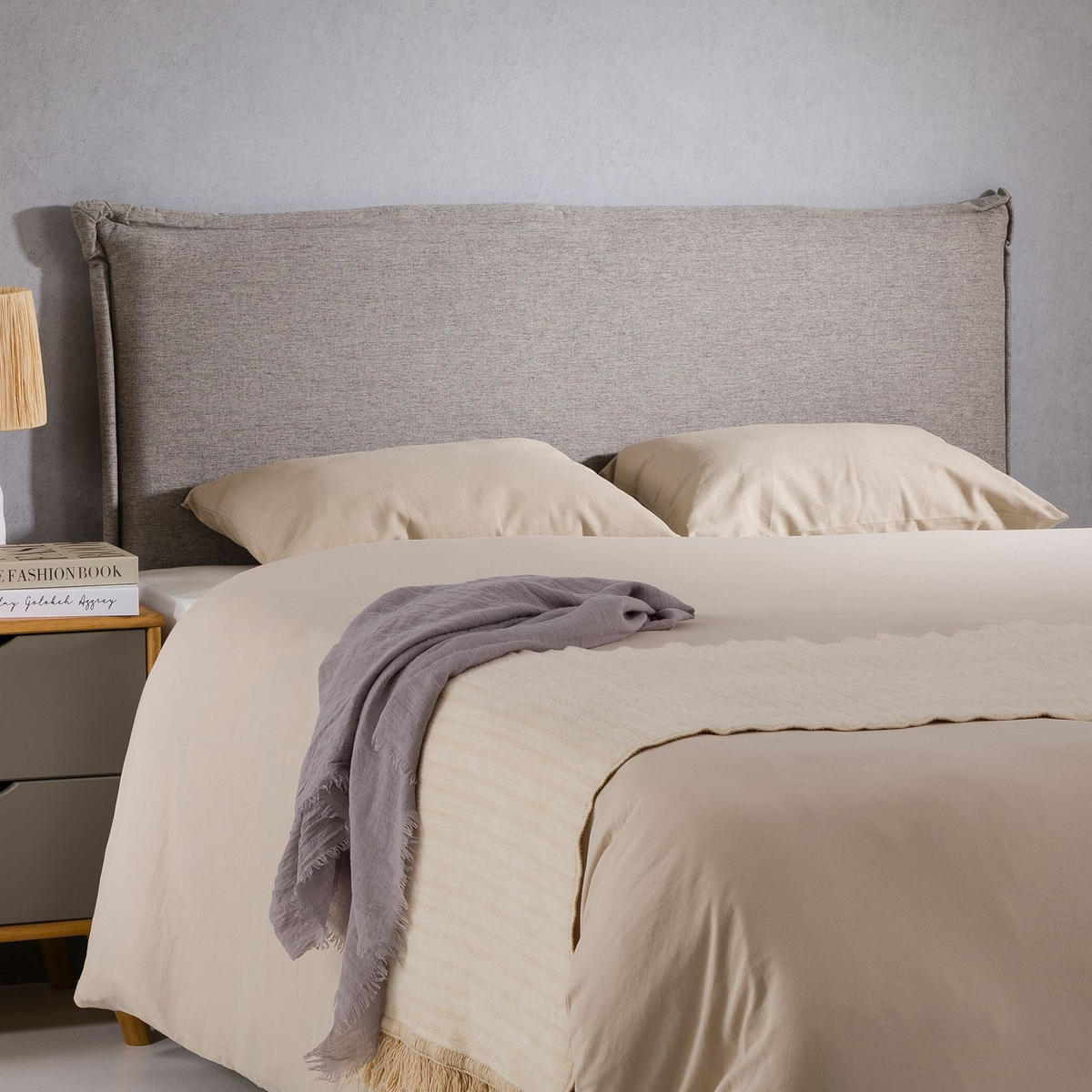 KOPFTEIL VINCEL 160X190 CM - Grau, Textil (162/94/7cm) - IDIMEX
