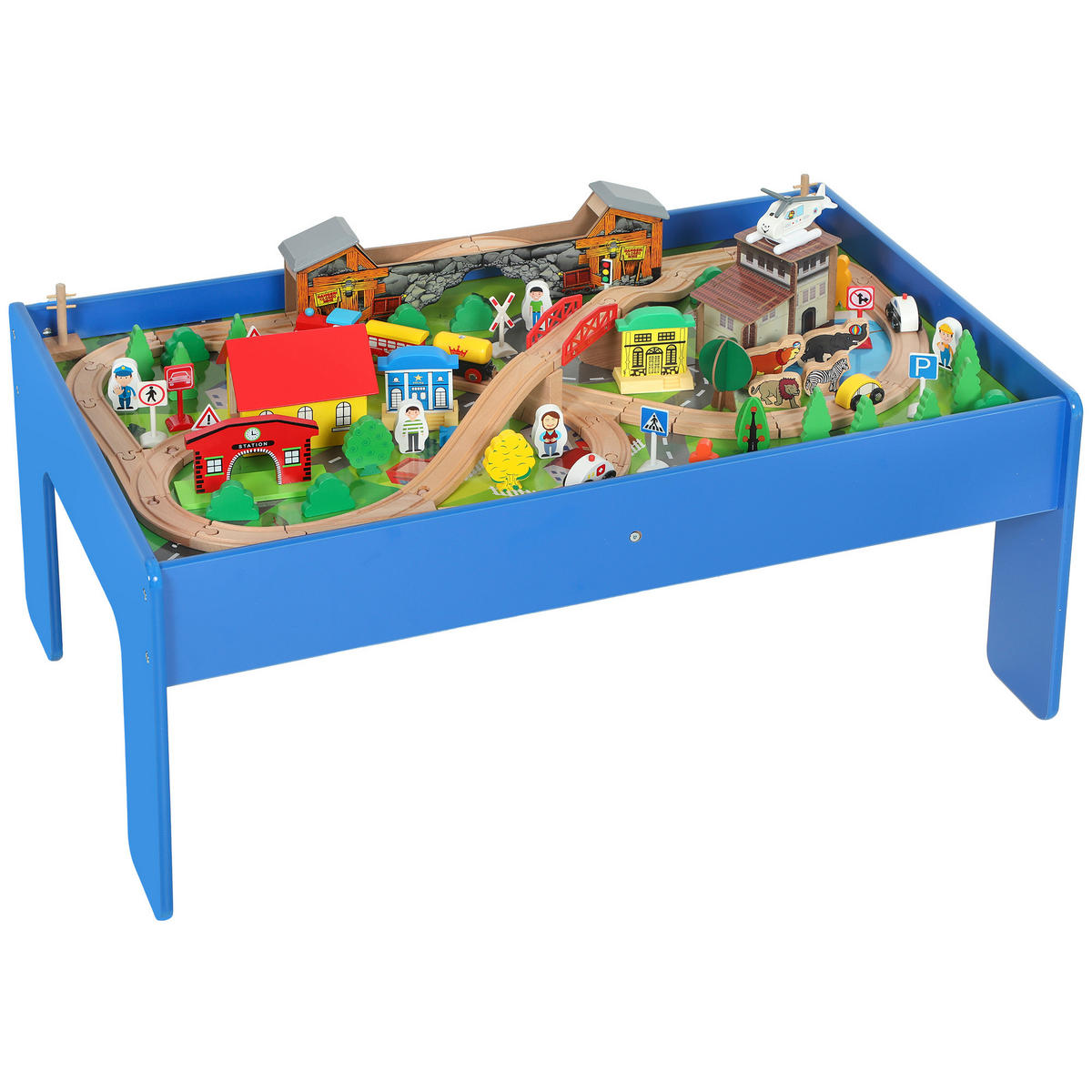 SPIELTISCH Buchenholz MDF Blau - Blau, Holz (60.5/40/98cm) - AIYAPLAY
