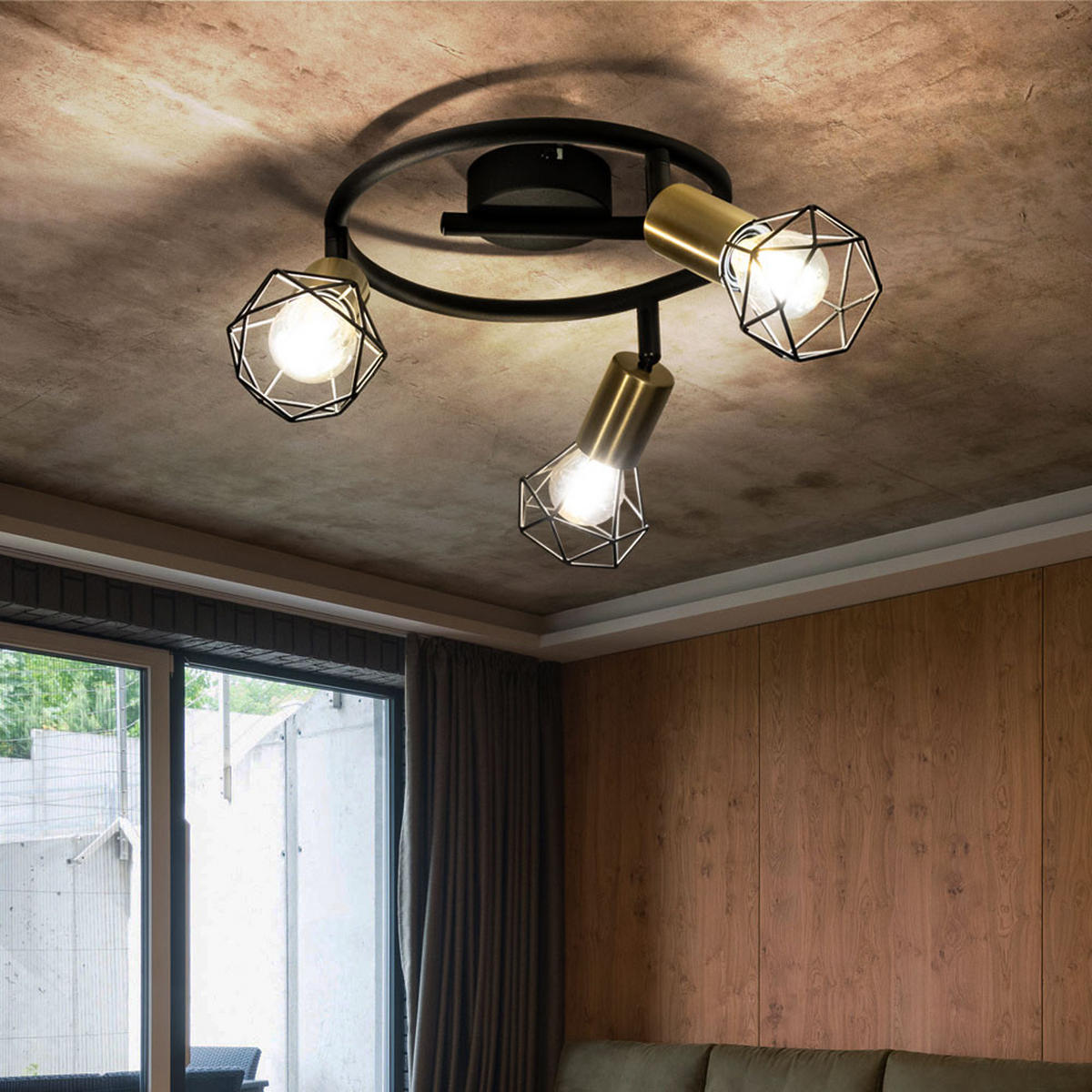 LED DECKENLEUCHTE Metall schwarz messing - Schwarz, Metall (23/23/18cm) - Globo Lighting