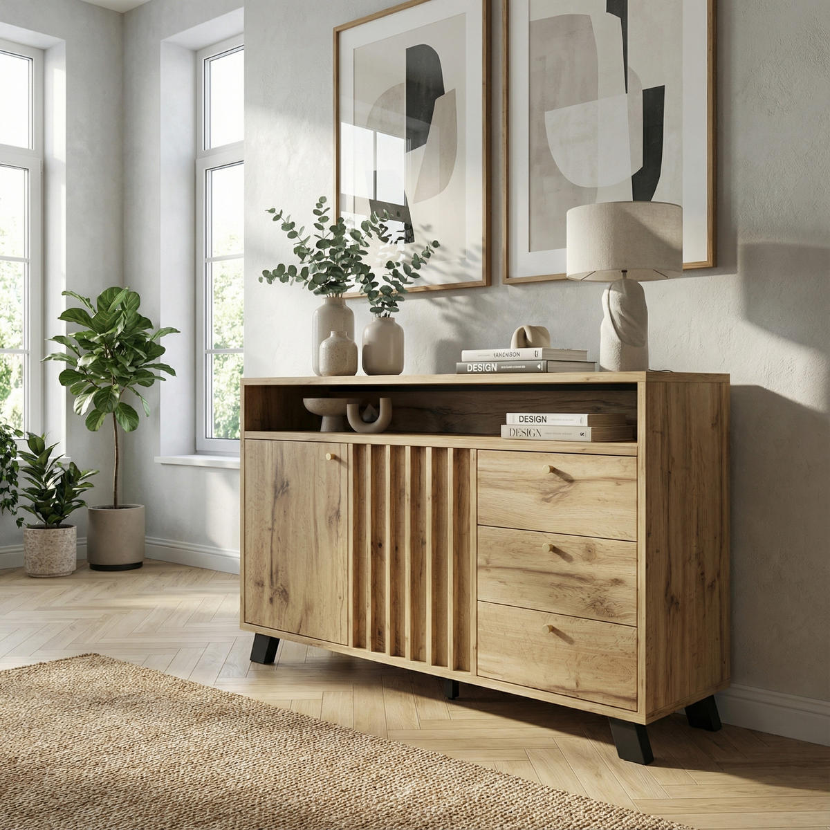 SIDEBOARD 120cm in Dunkler Eiche - Sonoma Eiche, Holzwerkstoff (120/85/40cm) - Urban Meuble