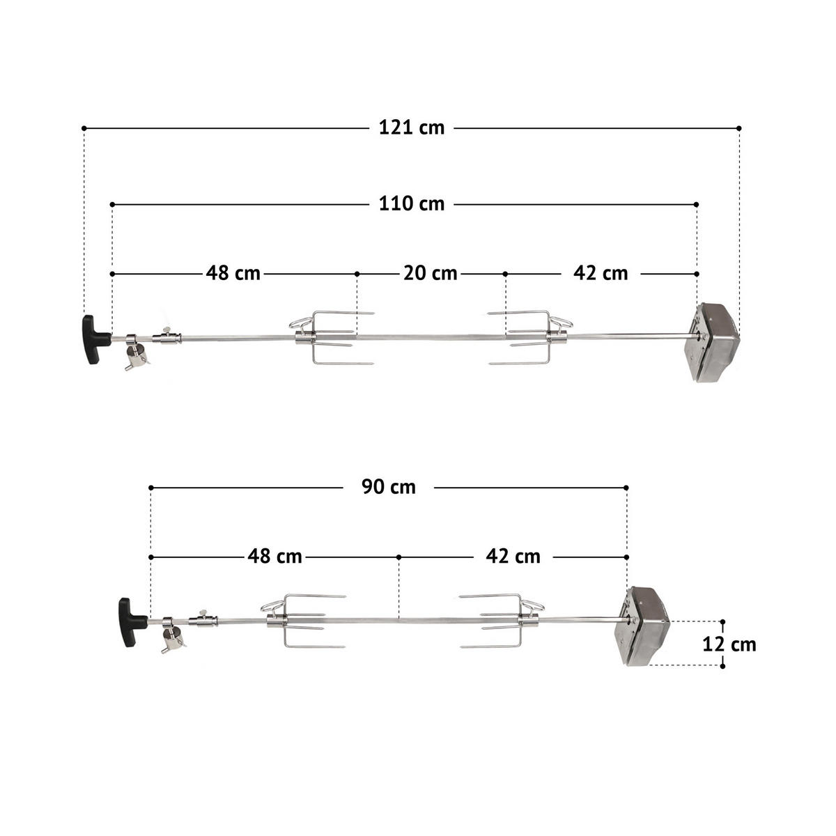 GASGRILL BLACK 4+1 Set mit Drehspieß - Schwarz, Metall (140/115/50cm) - TAINO
