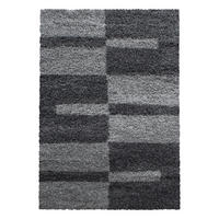 TEPPICH Hochflor Shaggy Karo Design Polypropylen Wohnzimmer Grau Läufer 100x200 - Grau, Textil (100/200cm) - KADIMA DESIGN