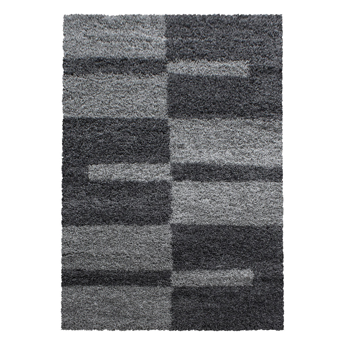 TEPPICH Hochflor Shaggy Karo Design Polypropylen Wohnzimmer Grau Läufer 100x200 - Grau, Textil (100/200cm) - KADIMA DESIGN