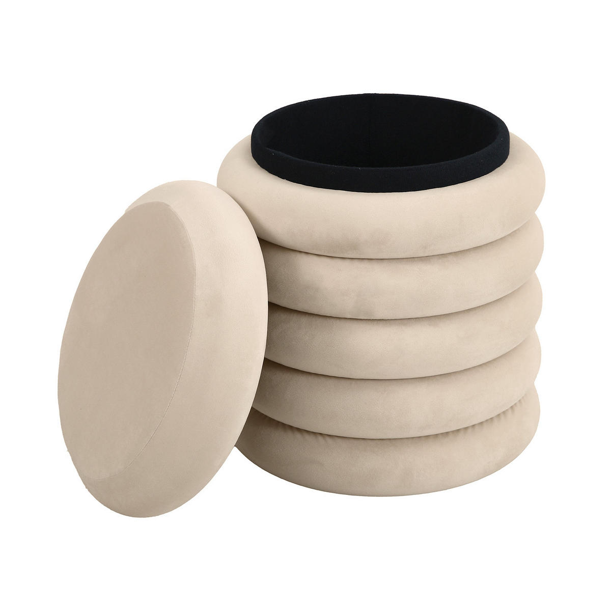 HOCKER BLOSSOM XS mit Stauraum Beige - Beige, Textil (40/43/40cm) - SVITA