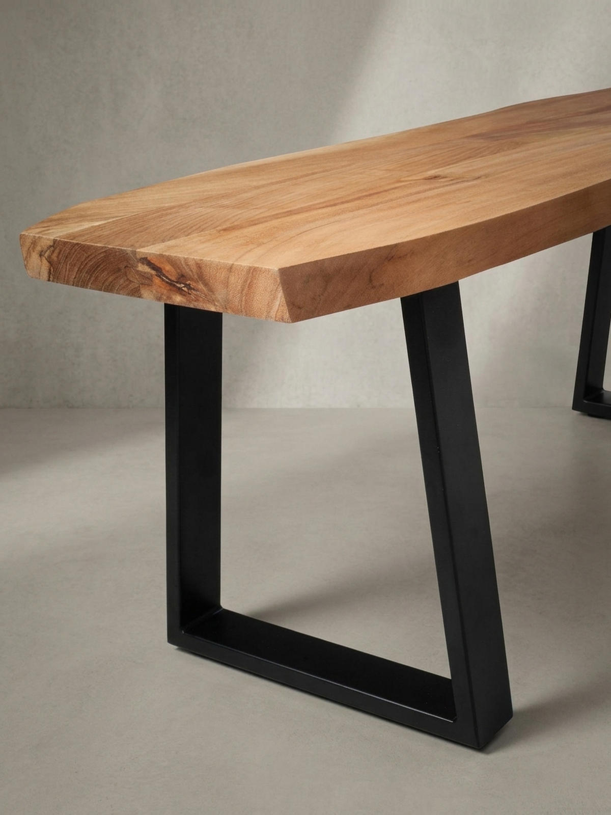 GARDEROBENBANK Massivholz Metall Baumkante, Akazie-Schwarz 120x40x46 cm - Schwarz/Braun, Holz/Metall (120/46/40cm) - KADIMA DESIGN