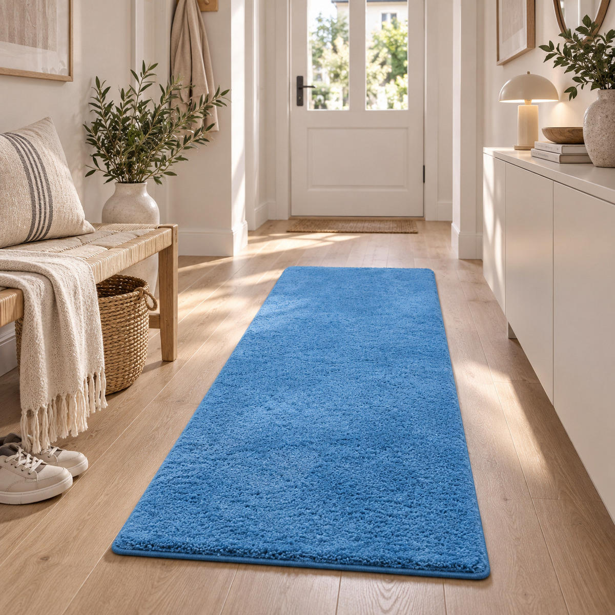 HOCHFLOR SHAGGY LÄUFER TEPPICH PALACE - Blau, Textil (100/400cm) - Snapstyle