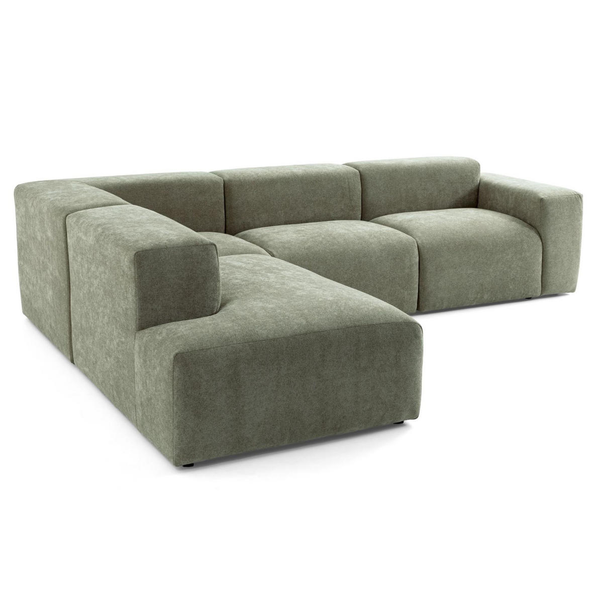 4-SITZER modulares Ecksofa HEAVEN SET 2 Links, Breite 300 cm Webstoff Grün - Schwarz/Grün, Holz/Kunststoff (300/245cm) - Muffo