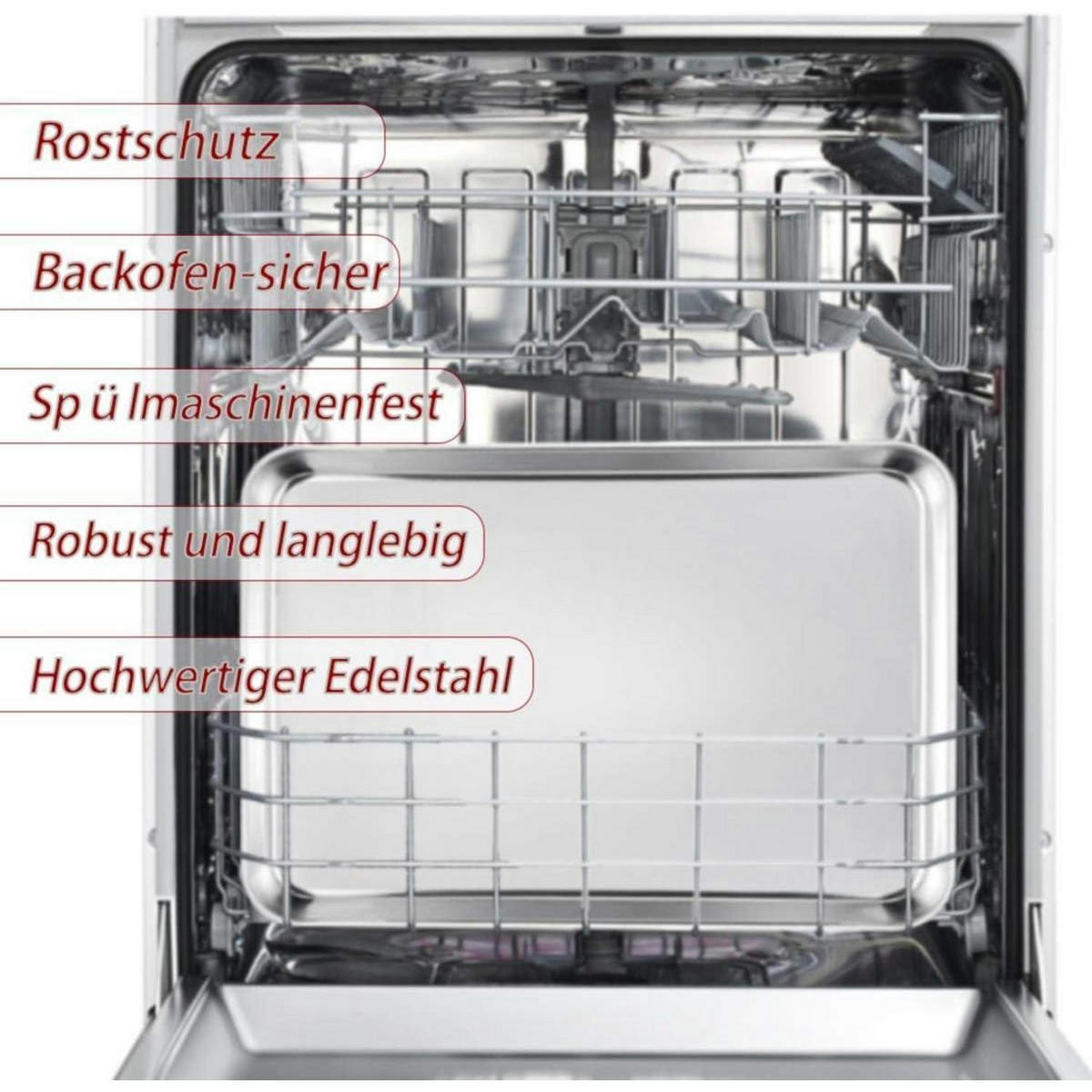 BACKBLECH 2er Set 40 x 30 cm Edelstahl - Silberfarben, Metall (30/2.5/40cm)
