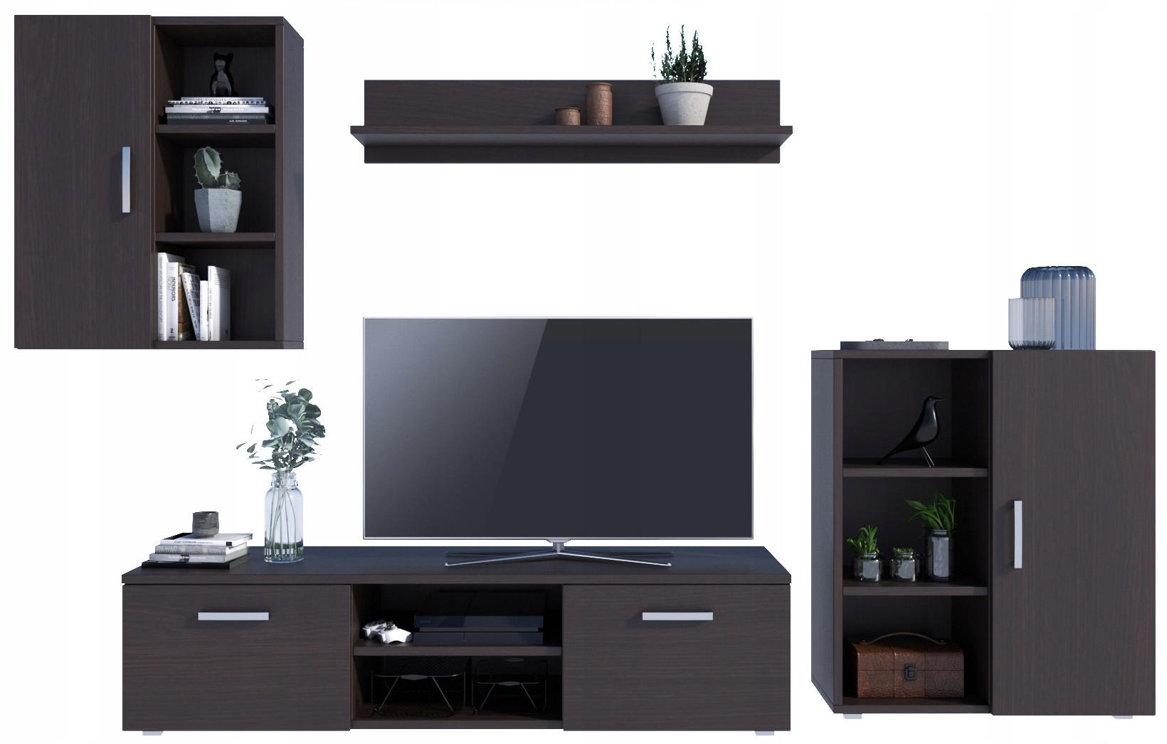 WOHNWAND Dedal 4-teilig Wenge - Wengefarben, Holzwerkstoff (140/35/40cm) - Matkam Möbel