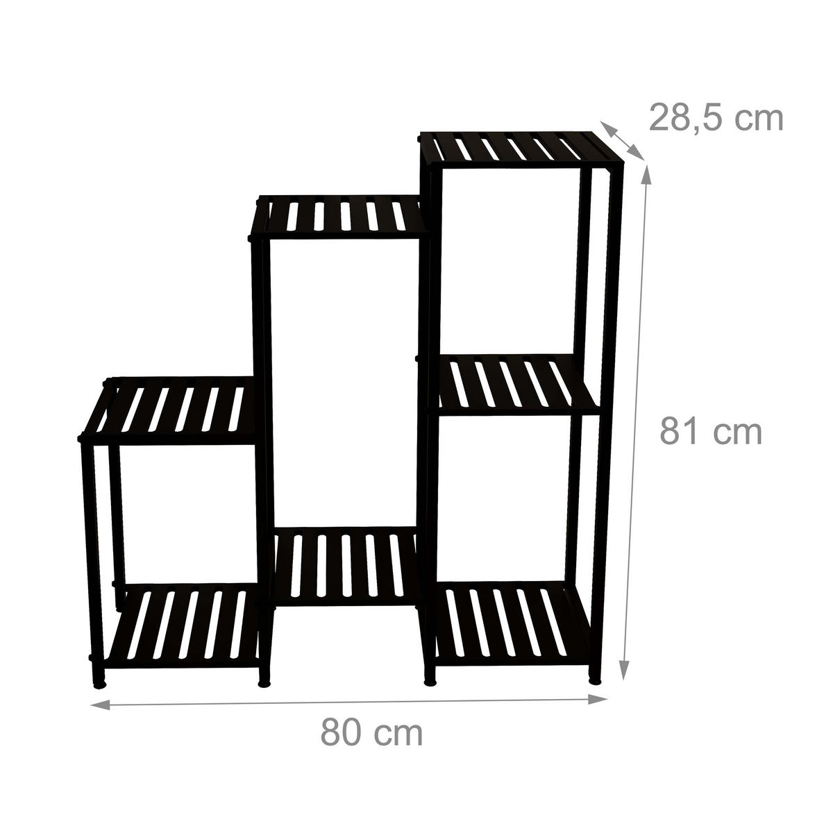 BLUMENREGAL - Schwarz, Metall (80/81/28.5cm) - Relaxdays