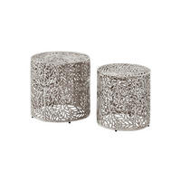 BEISTELLTISCHE 2er-Set RIAZA, Aluminium, Silber, Ø 41 x 42 cm - Silberfarben, Metall (41/41/42cm) - KADIMA DESIGN