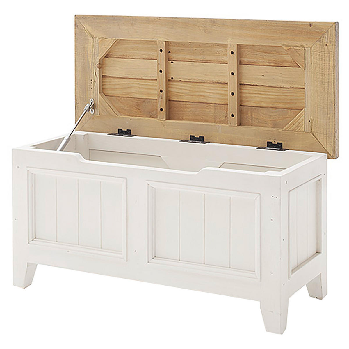 GARDEROBENBANK - Kiefer massiv - Weiß, Holz (90/45/40cm) - home24