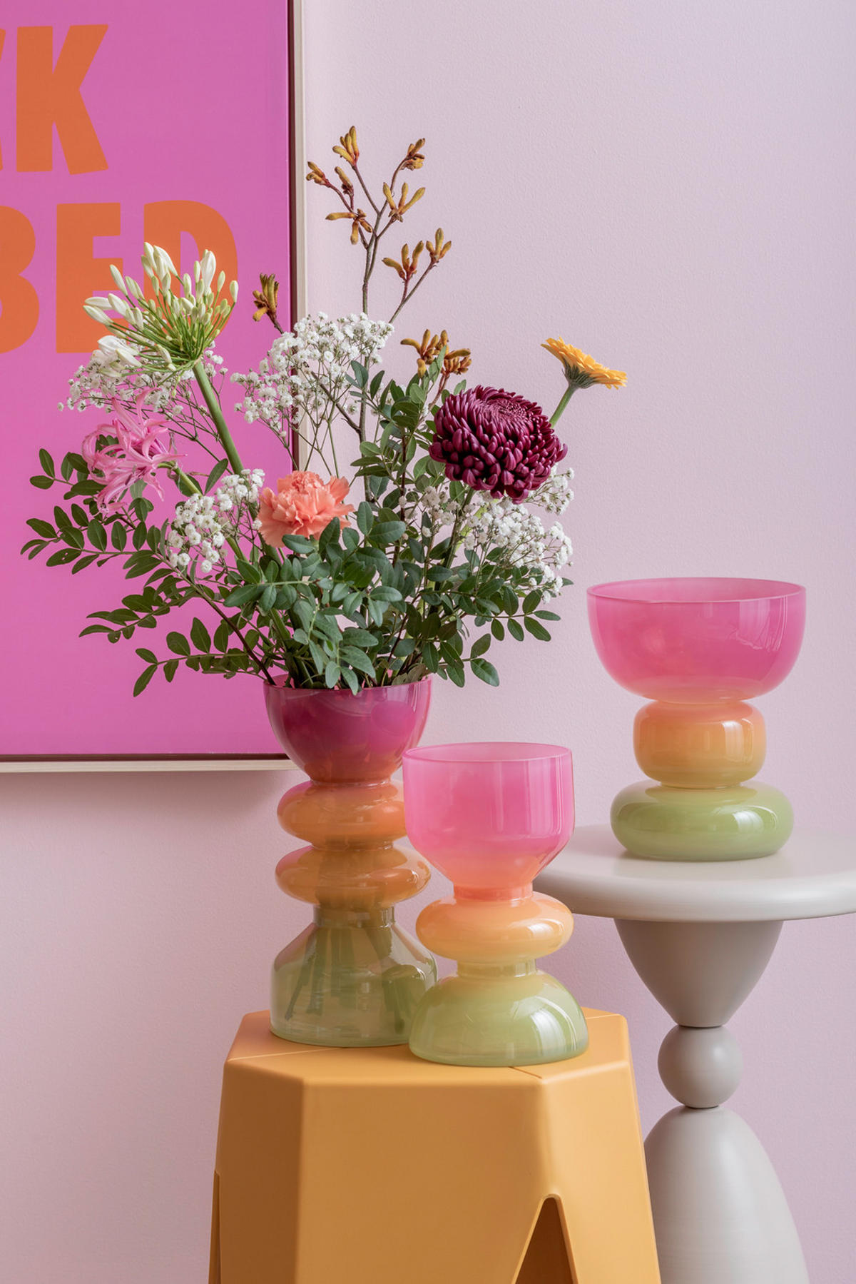 VASE Funky Vibes 13/13/25 cm - Multicolor, Glas (13/25cm) - Present Time
