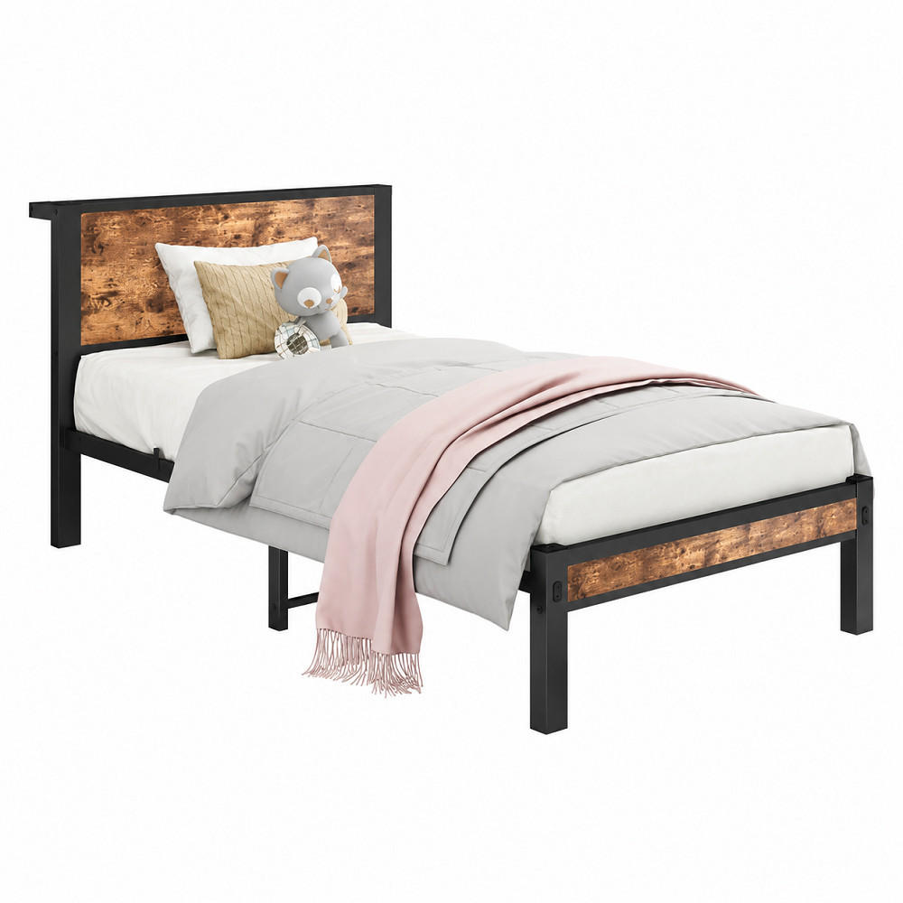 METALLBETT 90/200 cm in Antikbraun mit Stauraum - Braun, Holzwerkstoff/Metall (90/200cm) - WISHDOR