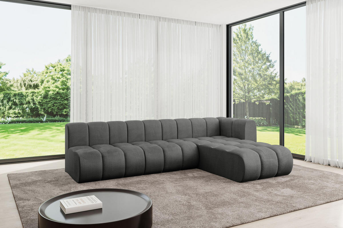 ECKSOFA modulares Sofa Darnel-L2 - 296x177x70 cm Dunkelgrau - Dunkelgrau, Holzwerkstoff/Textil (296/177cm) - ALTDECOR