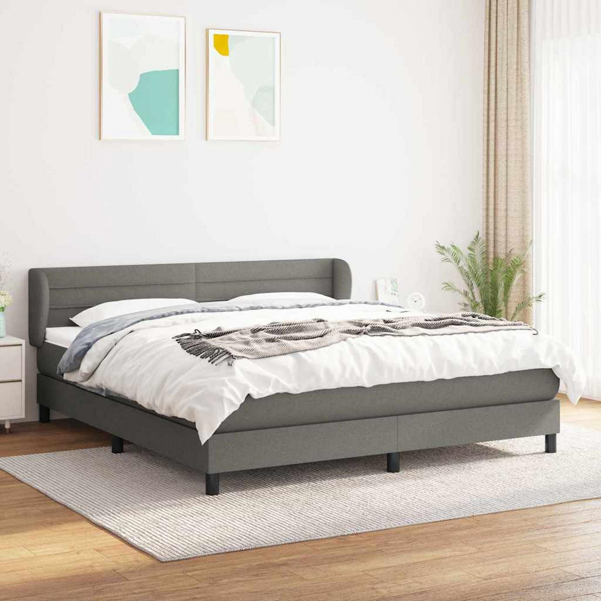 BOXSPRINGBETT 180/200 Cm Grau Gewebe - Grau, Textil (183/203cm) - vidaXL
