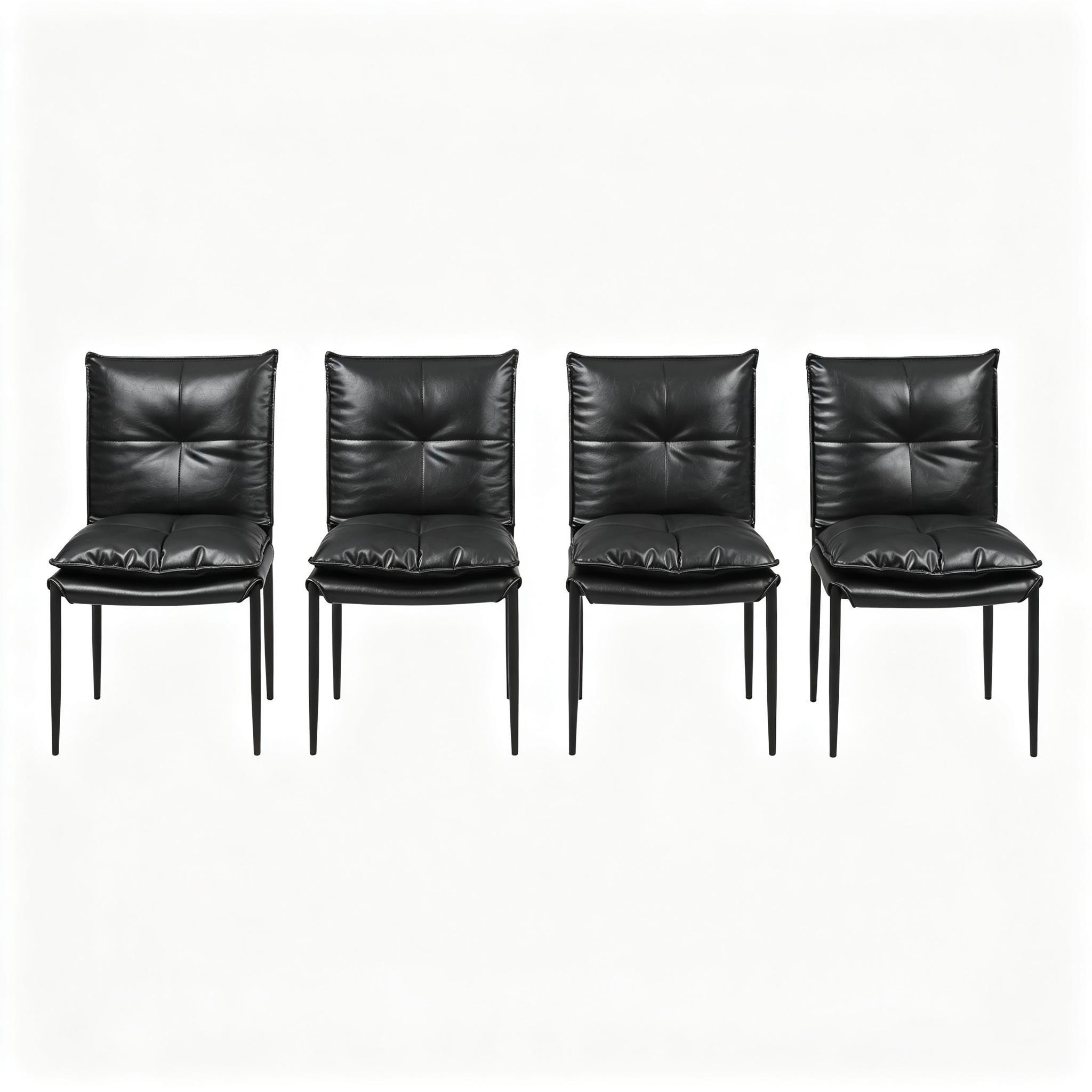 STUHL-SET DE-36235 4 Stück mit Kunstlederbezug Schwarz - Schwarz, Metall (55/87/48cm) - ComfortXL