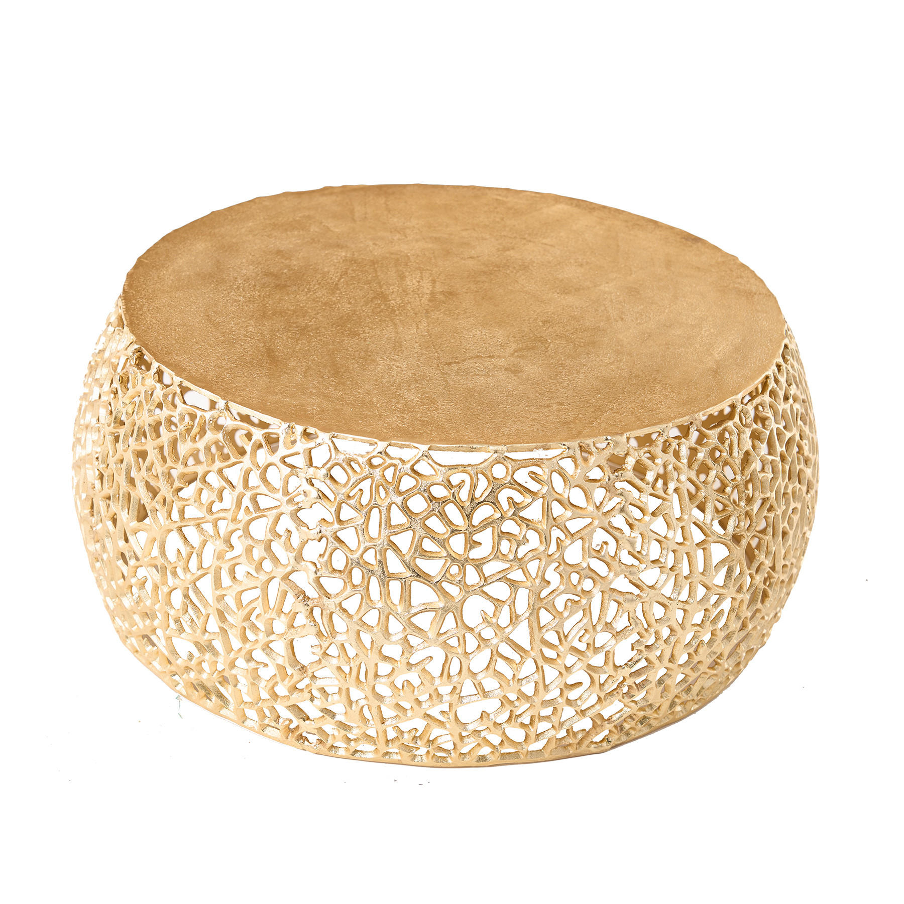 COUCHTISCH ABSTRACT LEAF rund Gold 73cm - Goldfarben, Metall (73/73/31cm) - riess-ambiente