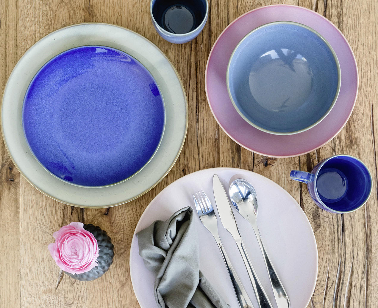 Mäser Kombiservice in blau und rosa
