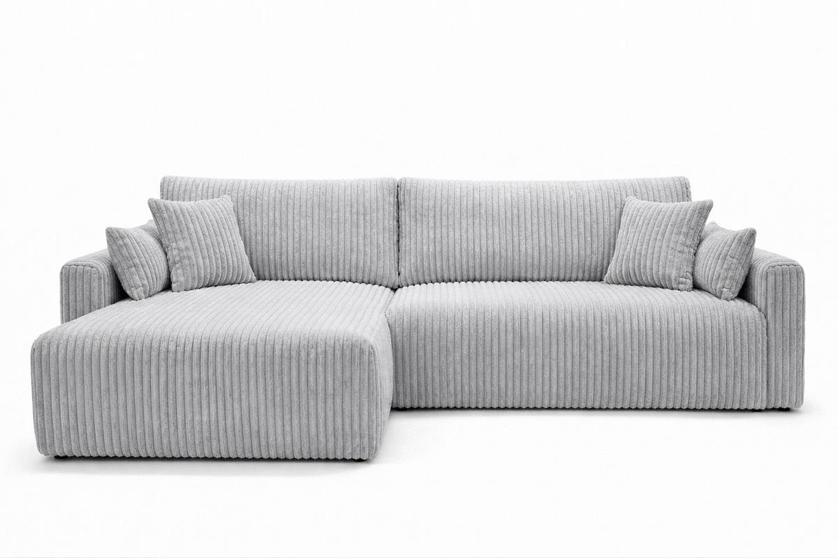 ECKSOFA Mit Schlaffunktion, Cordstoff Tilia, Grau, Links, JAPANDI - Grau, Holz (262/145cm) - Kaiser Möbel