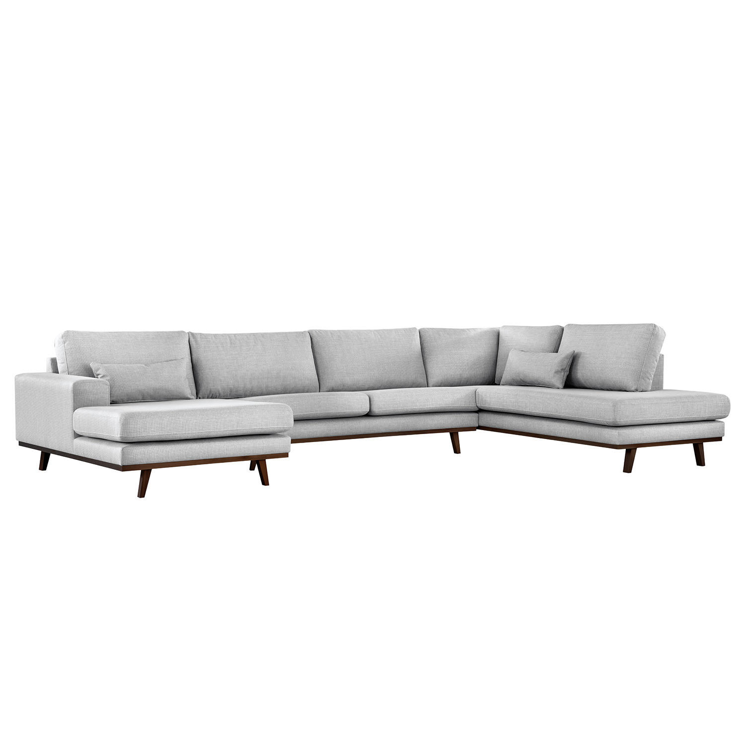 WOHNLANDSCHAFT mit Longchair - Buchefarben/Hellgrau, Textil (371/81/219cm) - home24