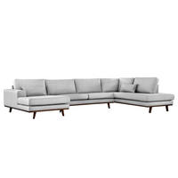 WOHNLANDSCHAFT mit Longchair - Buchefarben/Hellgrau, Textil (371/81/219cm) - home24