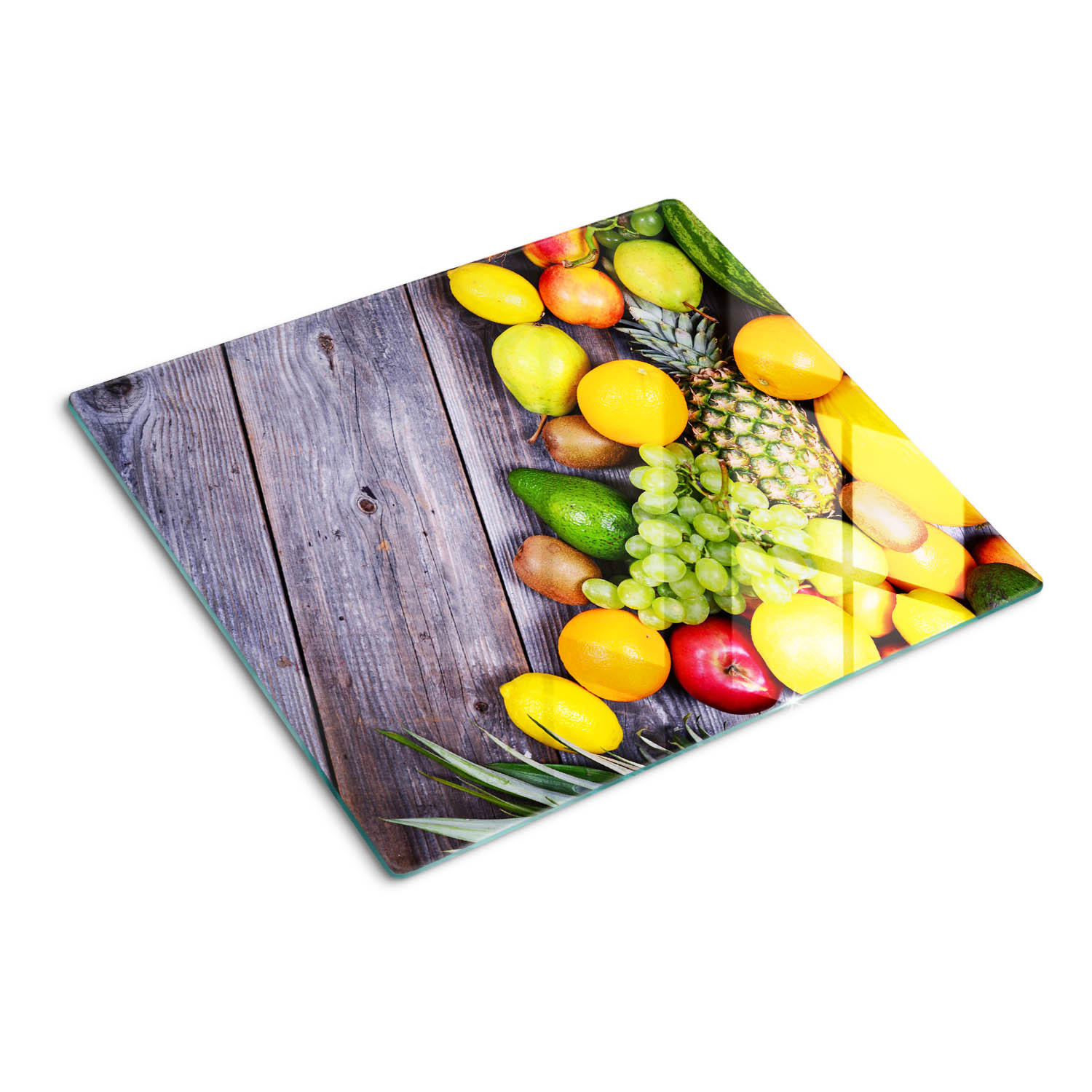 GLASPLATTE 60x52 cm Früchte auf Holz - Multicolor, Glas (60/0.4/52cm) - TULUP