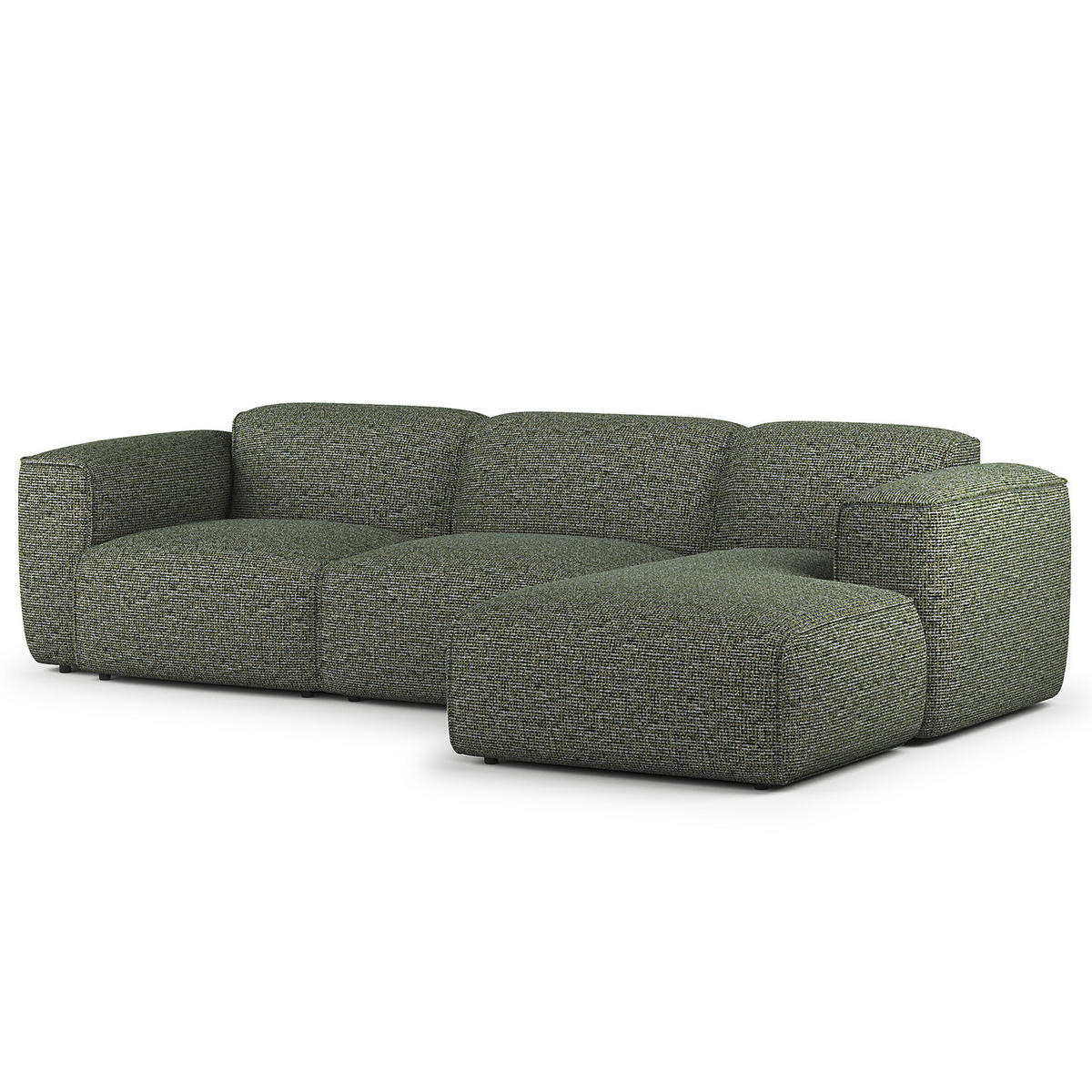 3-SITZER ECKSOFA mit Longchair - Schwarz/Grün, Kunststoff/Textil (284/173cm) - home24
