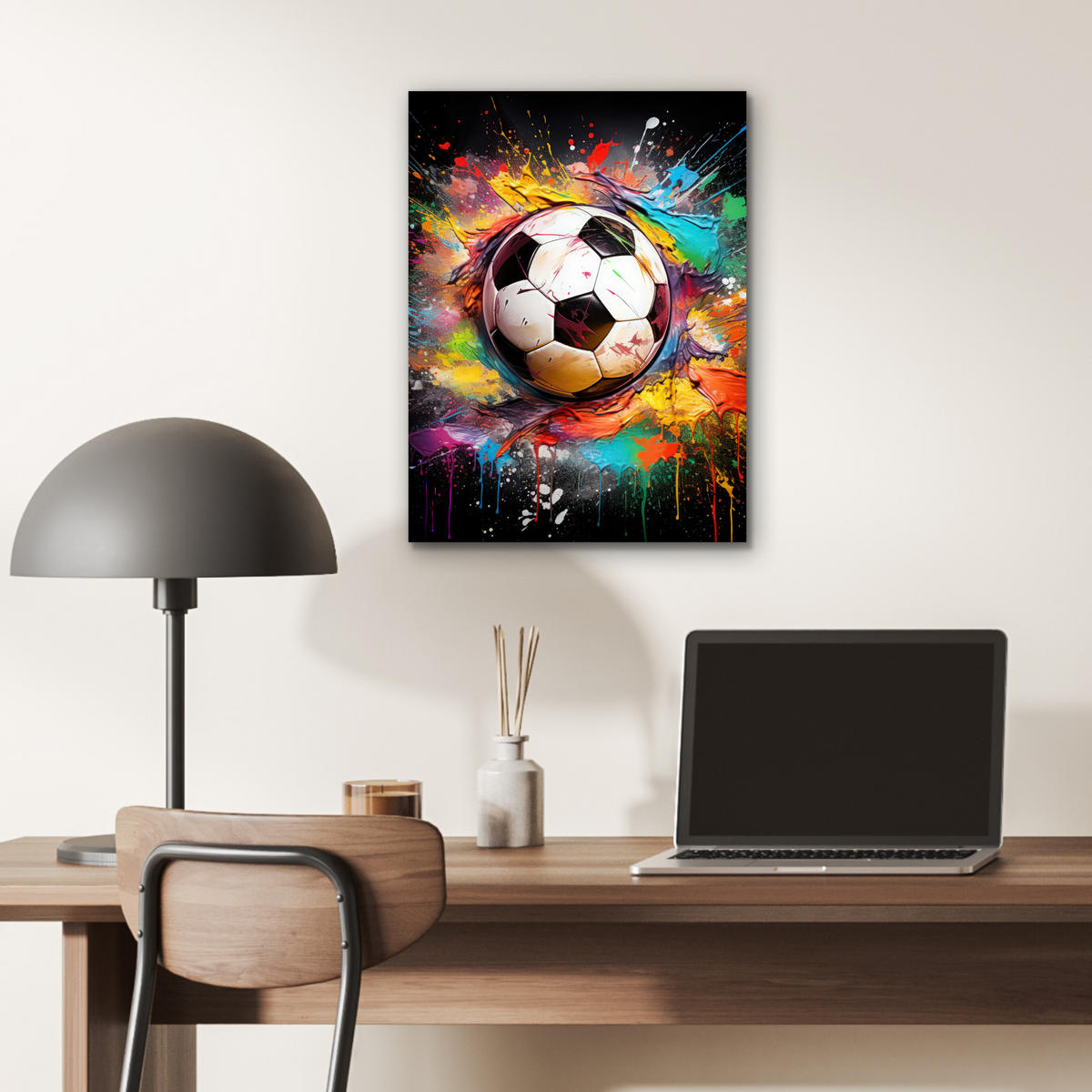 KOVOVÝ OBRAZ Futbal - Farba - Farby - Čierna - Biela 30x40 cm - biela, kov (30/40cm) - MuchoWow