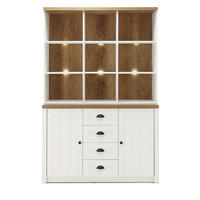 BUFFETSCHRANK weiß Pinie, Eiche hell Landhaus, Buffet 130 x 198 cm - Eichefarben/Schwarz, Holzwerkstoff/Metall (130/198/43cm) - Furn.Design