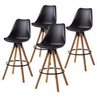 BARSTUHL - Kunstleder / Gummibaum massiv / Metall - Schwarz, Holz/Kunststoff (49/112/55cm) - home24
