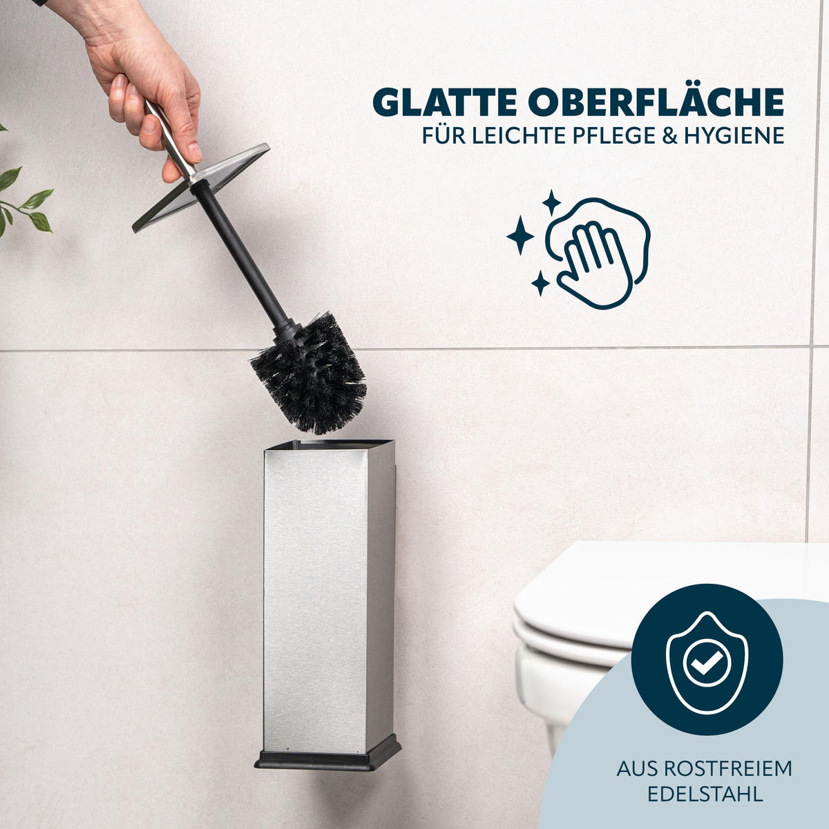 WC-GARNITUR inkl. Wandhalterung - Edelstahlfarben, Metall (10/39/14.5cm) - bremermann