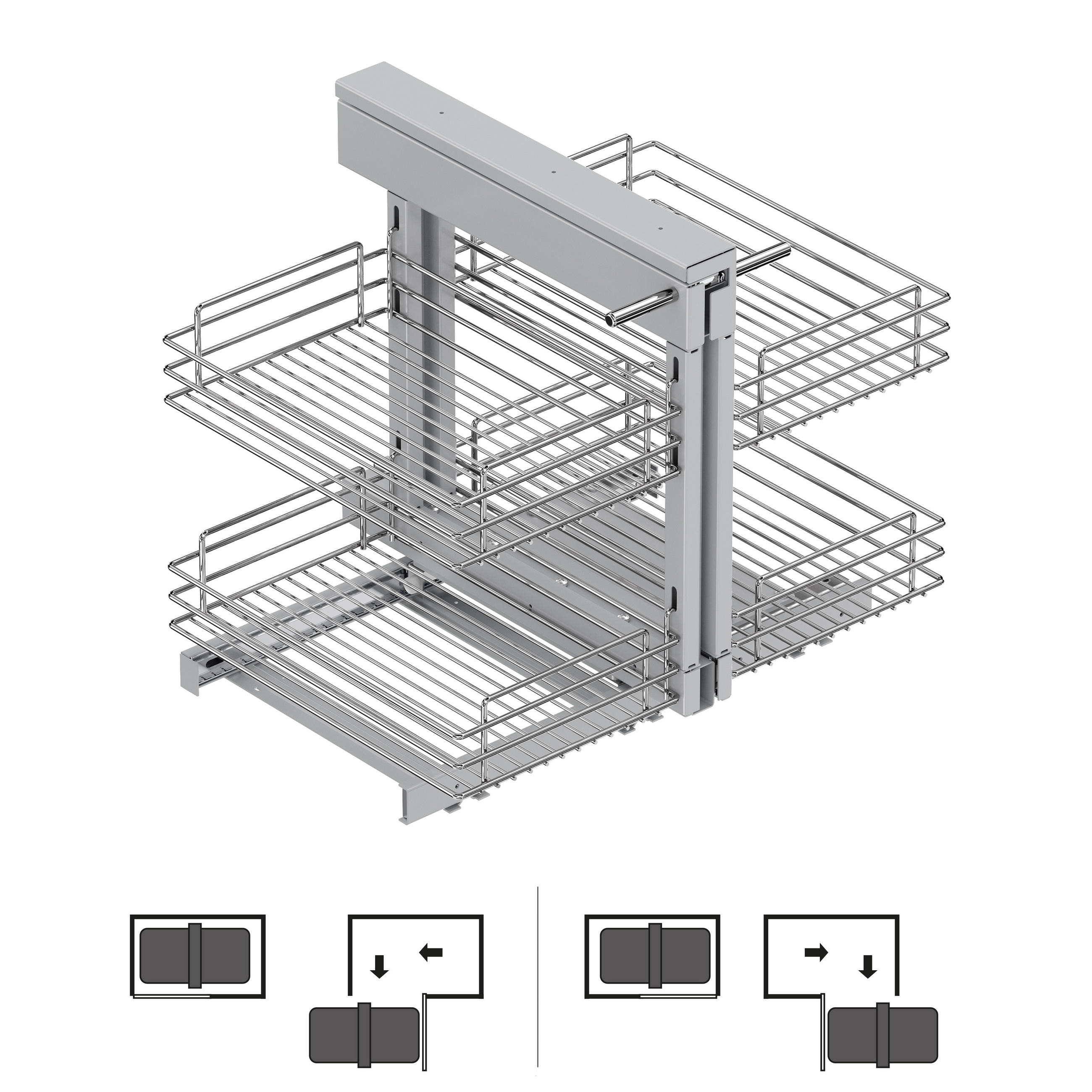 ECKSYSTEM Suprastar für de Küchenschrank, Stahl, Verchromt - Chromfarben, Metall (43/56/70cm) - EMUCA