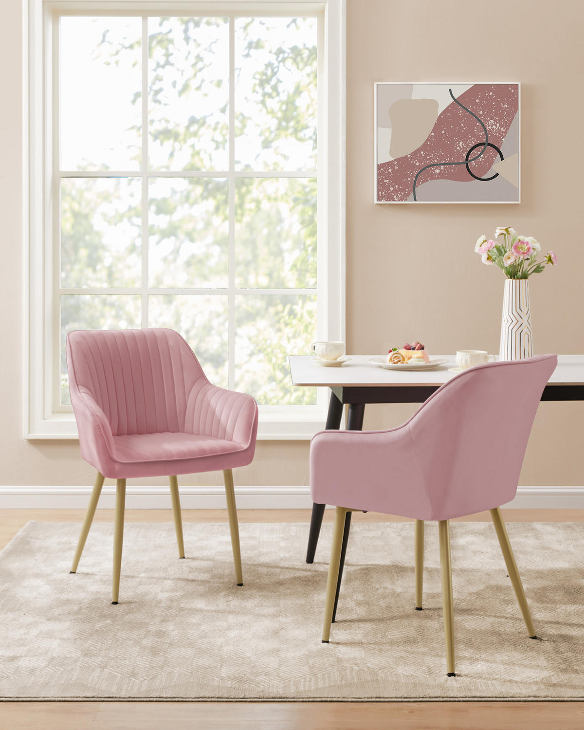 ESSZIMMERSTUHL Maggie - Hellrosa, Textil (60/84/60cm) - SONGMICS