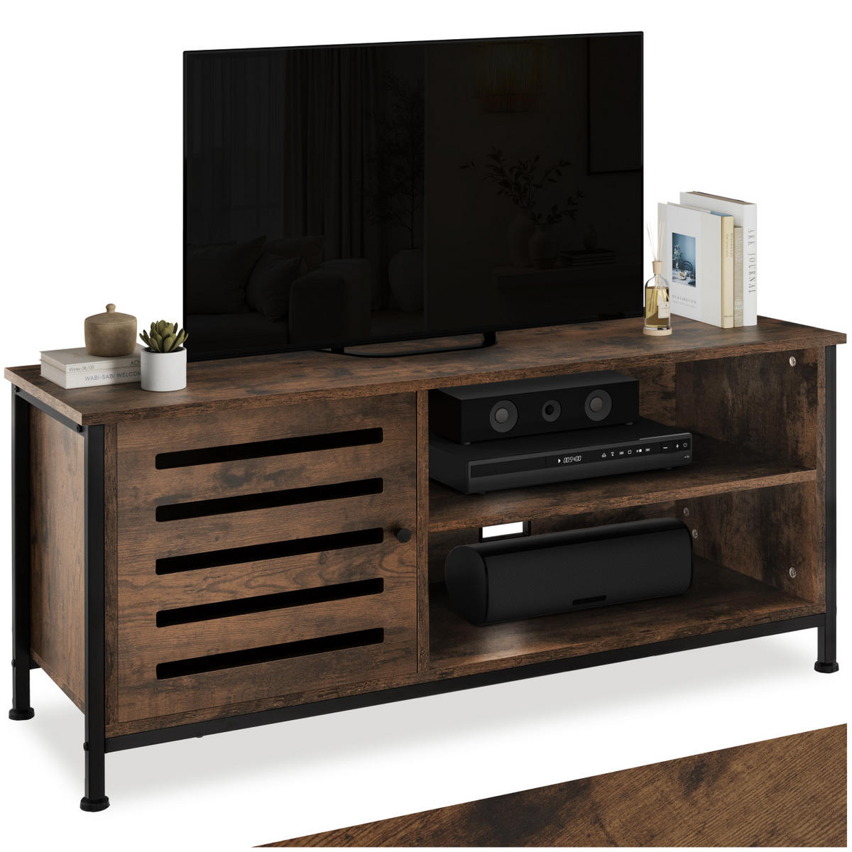 TV-BOARD Galway,110 x 41,5 x 50,5 cm,Industrial Holz dunkel, rustikal - Rostfarben, Holzwerkstoff (41.5/50.5/110cm) - tectake