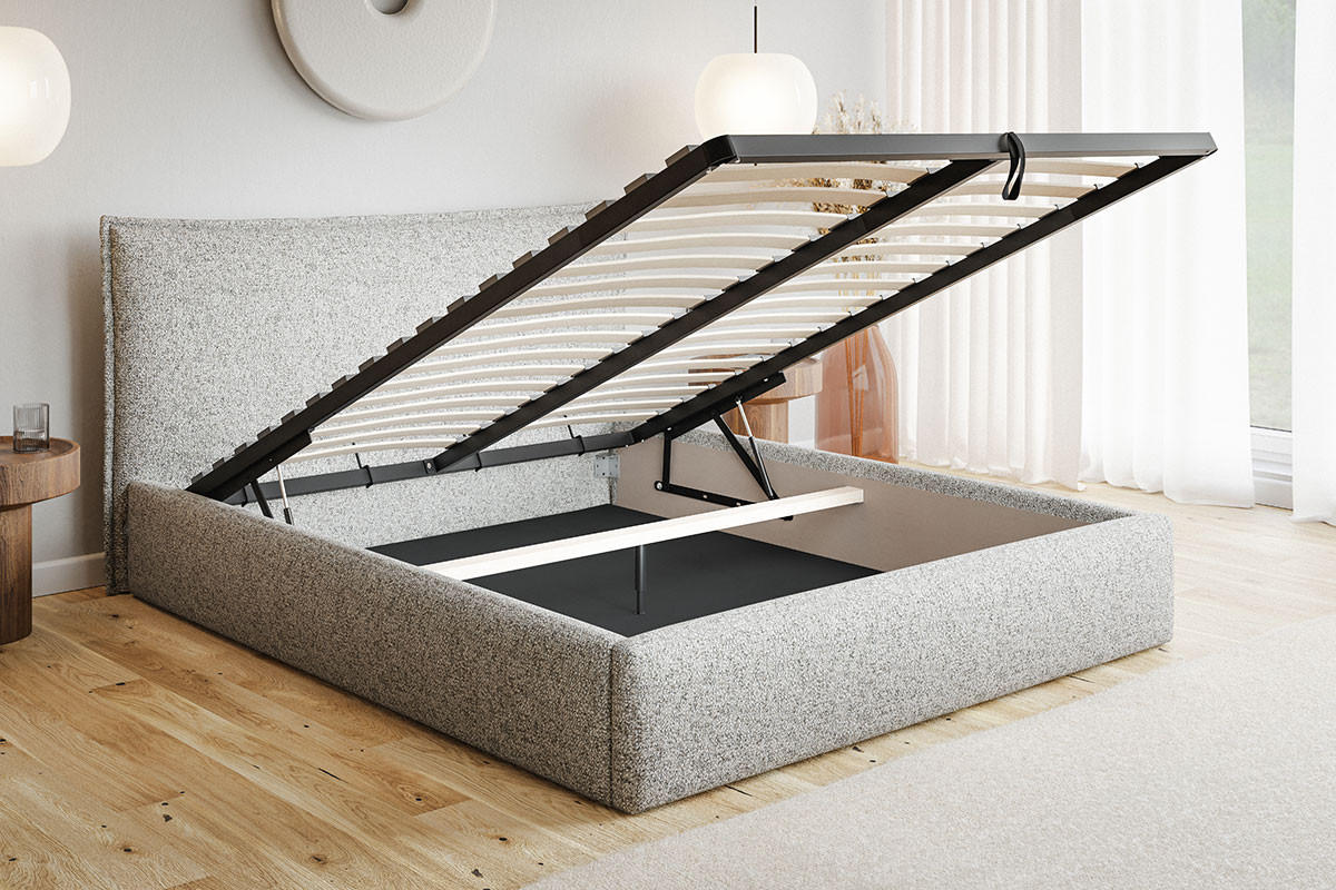 POLSTERBETT 200x200 cm Zenito Slim mit Kissen-Kopfteil, Bettkasten, Grün - Grün, Holz/Textil (200/200cm) - Emporius