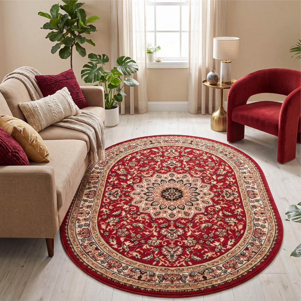 TEPPICH ATLAS oval rot orientalisch 160/220 cm - Rot, Textil (160/220cm) - Tapiso