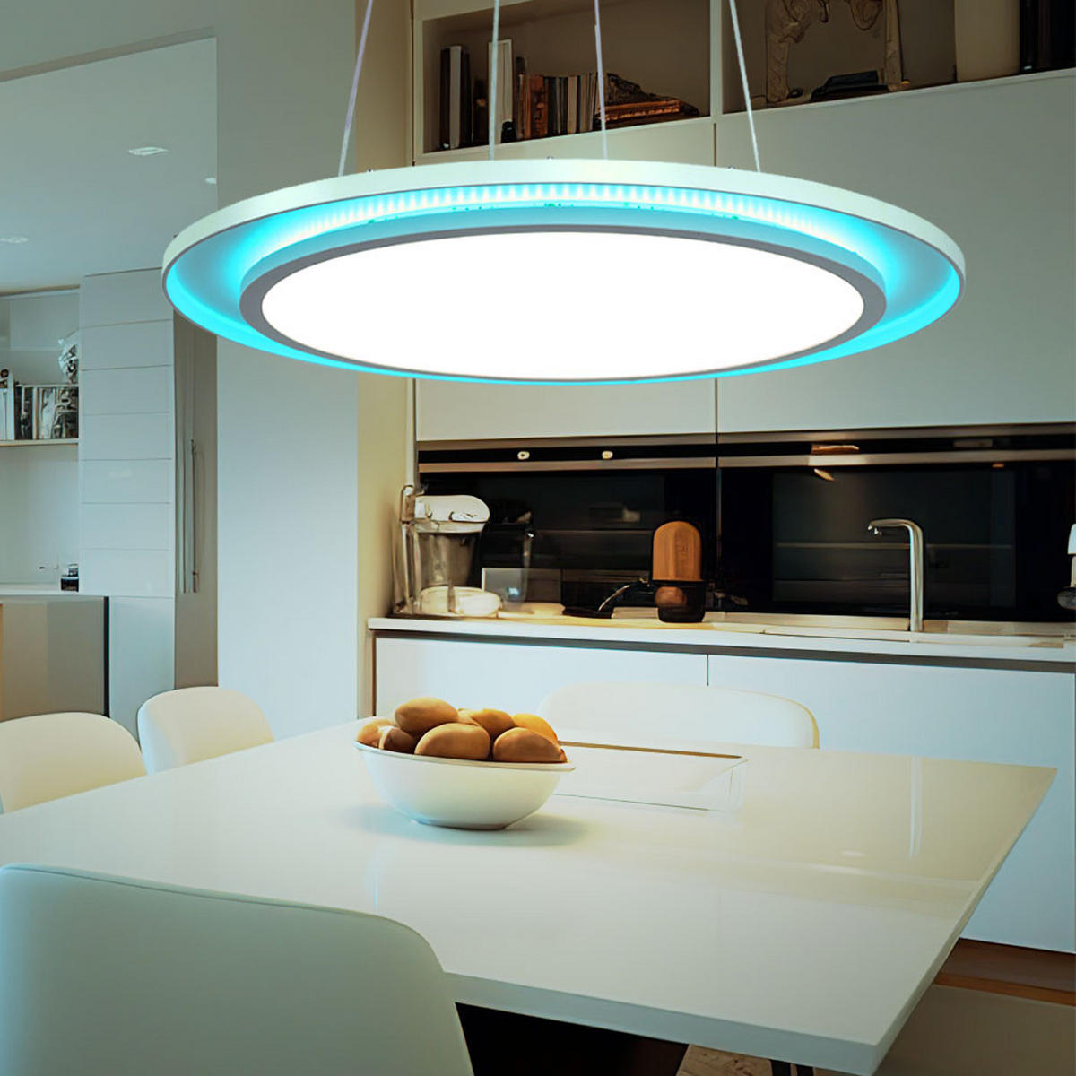 LED HÄNGELAMPE Weiß dimmbar RGB - Weiß, Metall (60/60/120cm) - Globo Lighting