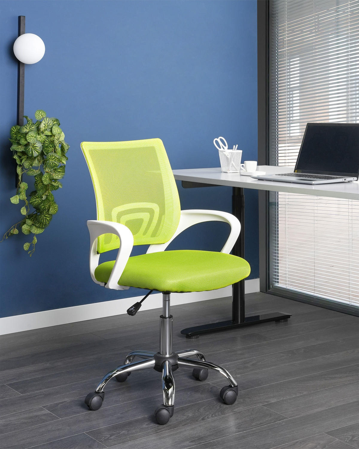BÜROSTUHL Limettengrün Solid - Limette/Silberfarben, Textil (60/88/60cm) - Beliani