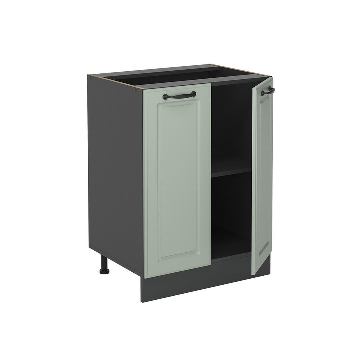 SPODNÍ SKŘÍŇKA KUCHYŇSKÉ LINKY R-Line, Mint venkovský dům/Antracit, 60 cm bez pracovní desky - antracitová/zelená barva, kompozitní dřevo (60/81.6/46cm) - Vicco