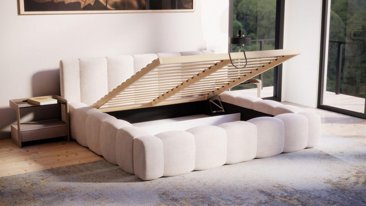 POLSTERBETT Lizeth In Perfect Harmony - Beige, Holzwerkstoff/Textil (200/200cm) - Fun Möbel