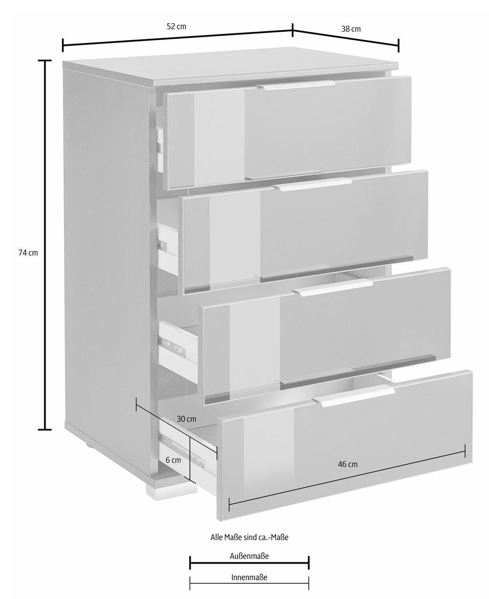 NACHTTISCH Plankeneiche / Grauglas 52 / 38 / 74cm - Grau, Holz/Holzwerkstoff (52/74/38cm) - Wimex