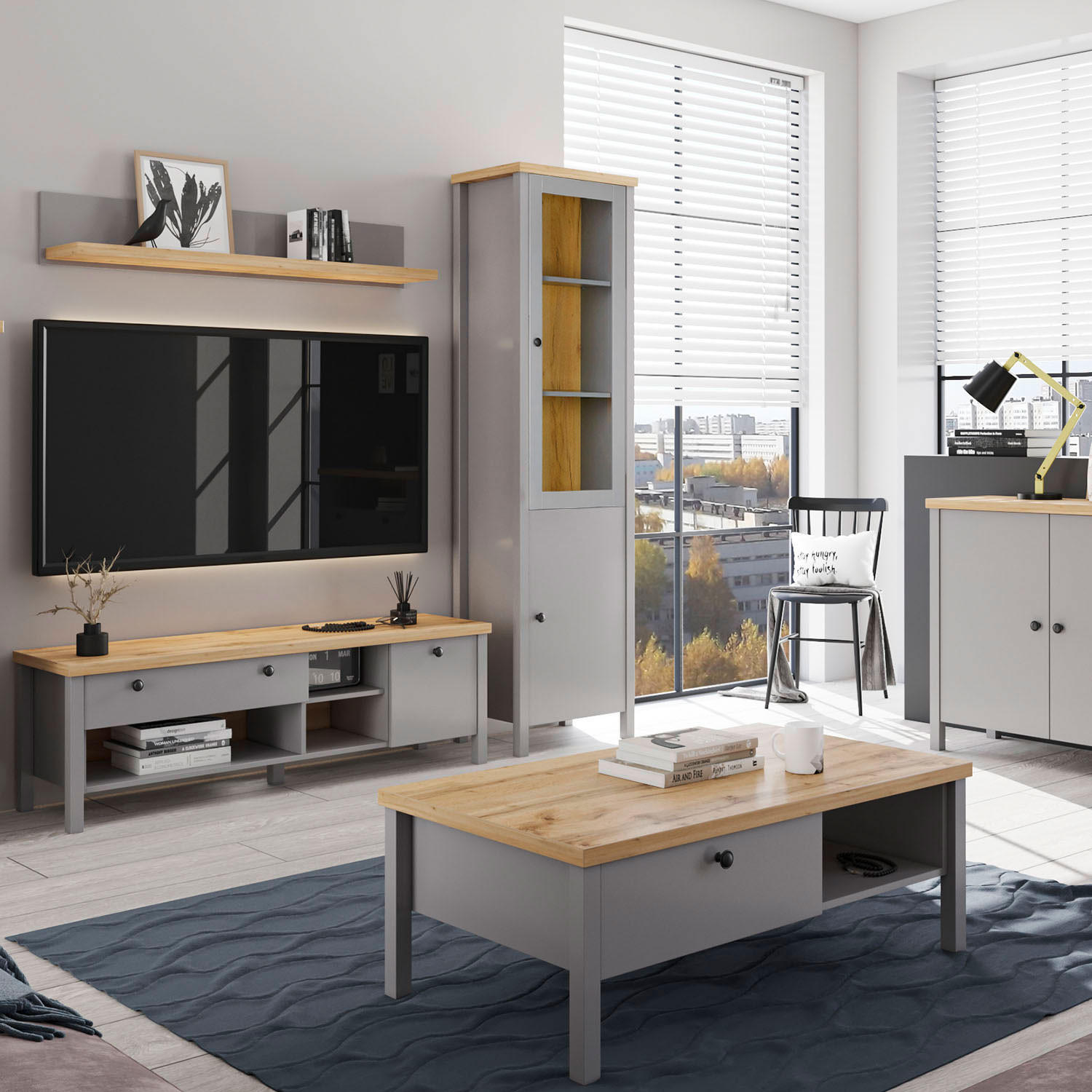 VITRINE in Grau - Grau, Holz (55/200/38cm) - Homestyle4u
