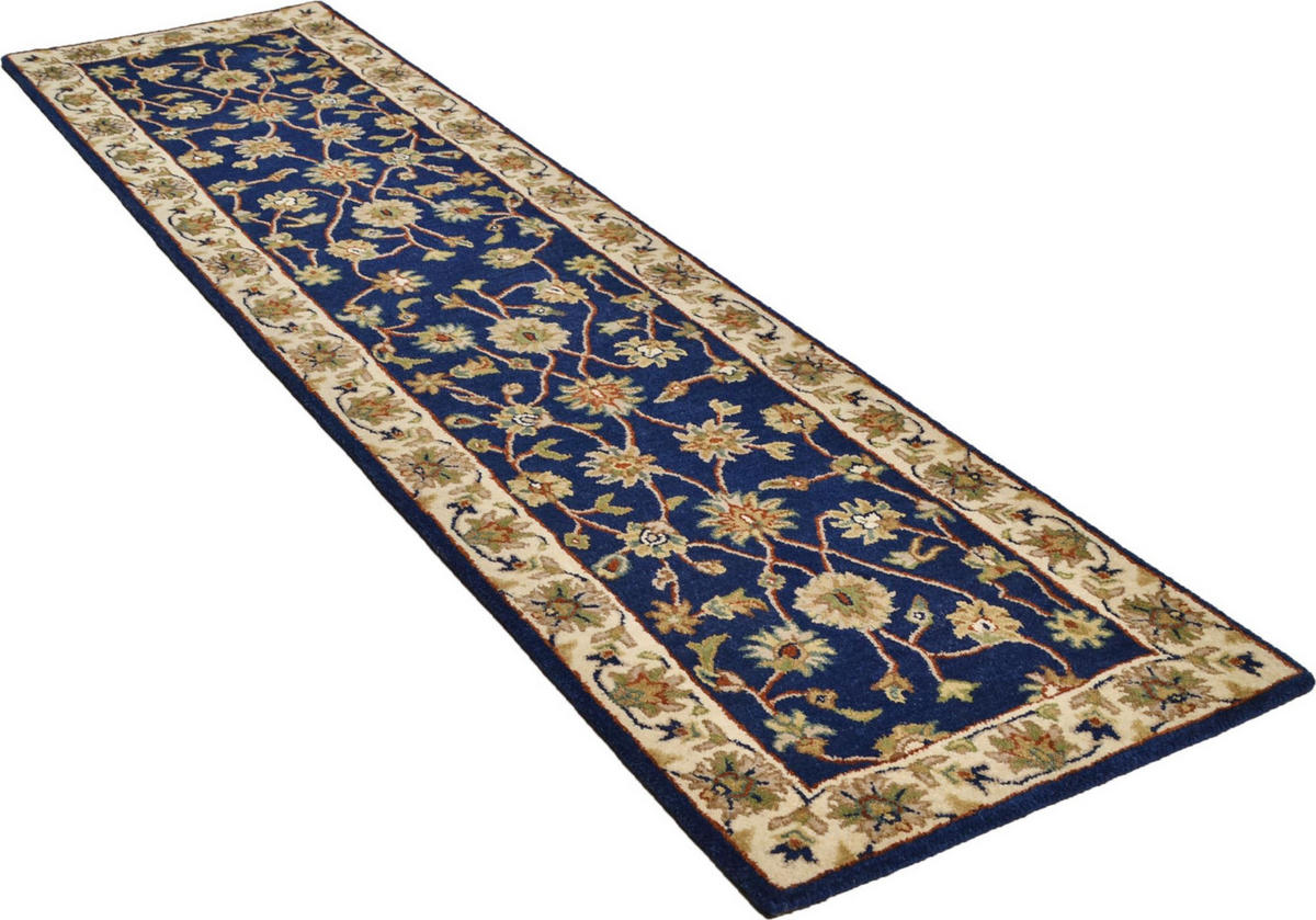 HANDTUFTTEPPICH Royal Ziegler 70x270 cm - Blau, Textil (70/270cm) - THEKO
