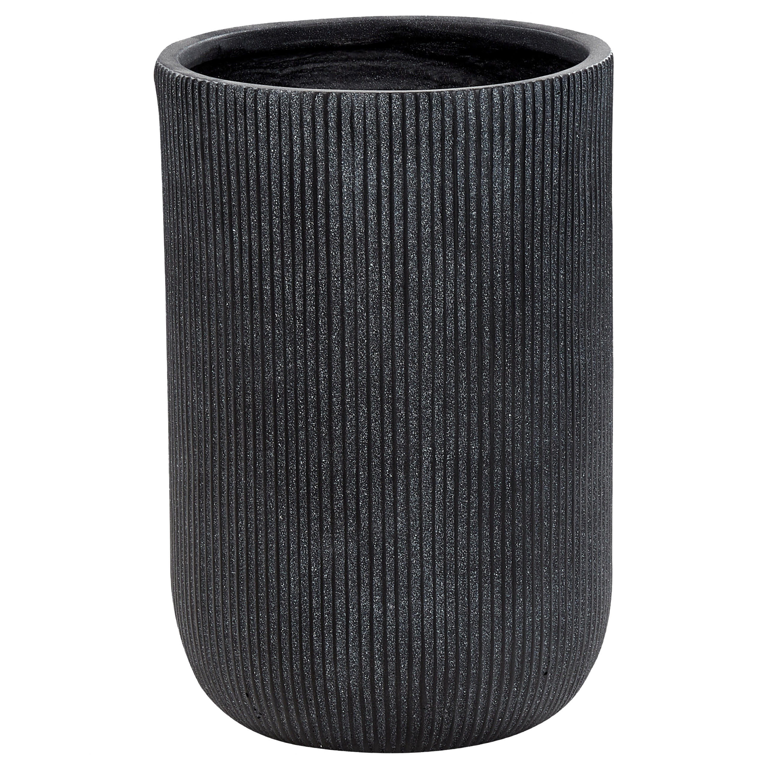 BLUMENTOPF schwarz rund 37/37/56 cm Eantio - Schwarz, Naturmaterialien (56cm) - Beliani