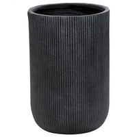 BLUMENTOPF schwarz rund 37/37/56 cm Eantio - Schwarz, Naturmaterialien (56cm) - Beliani