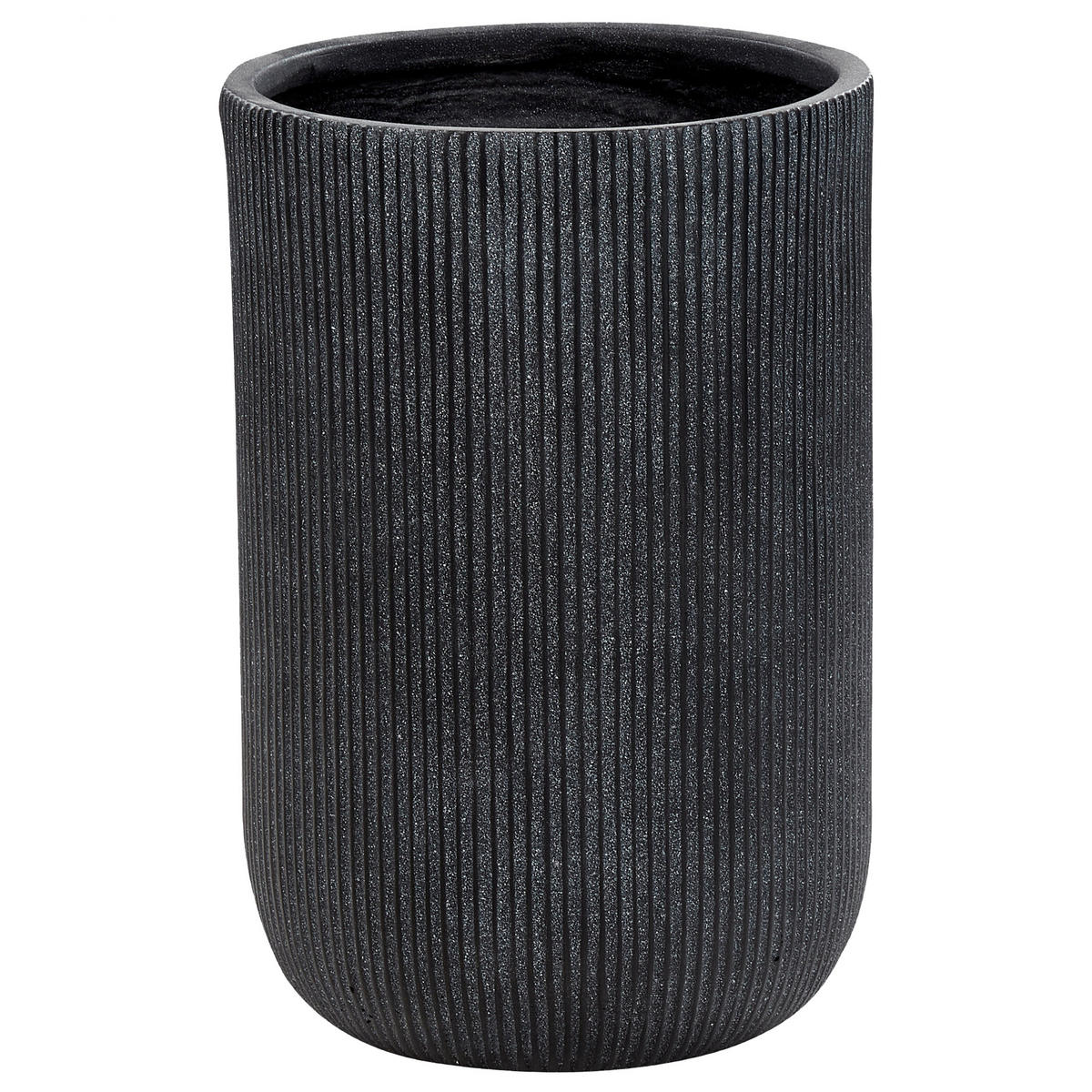 BLUMENTOPF schwarz rund 37/37/56 cm Eantio - Schwarz, Naturmaterialien (56cm) - Beliani