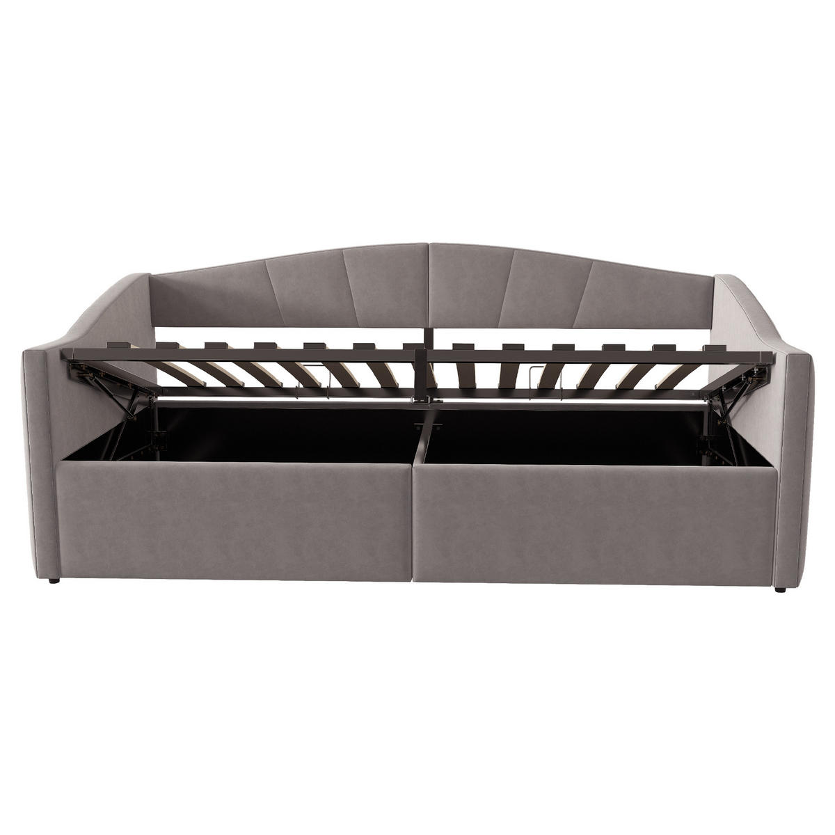 POLSTERBETT 90/200 cm Grau mit hydraulischer Lagerung und Lattenrost - Grau, Textil (90/200cm) - OKWISH