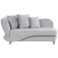 CHAISELONGUE Samtstoff hellgrau mit Bettkasten linksseitig Meri - Hellbraun/Grau, Textil (156/73/69cm) - Beliani