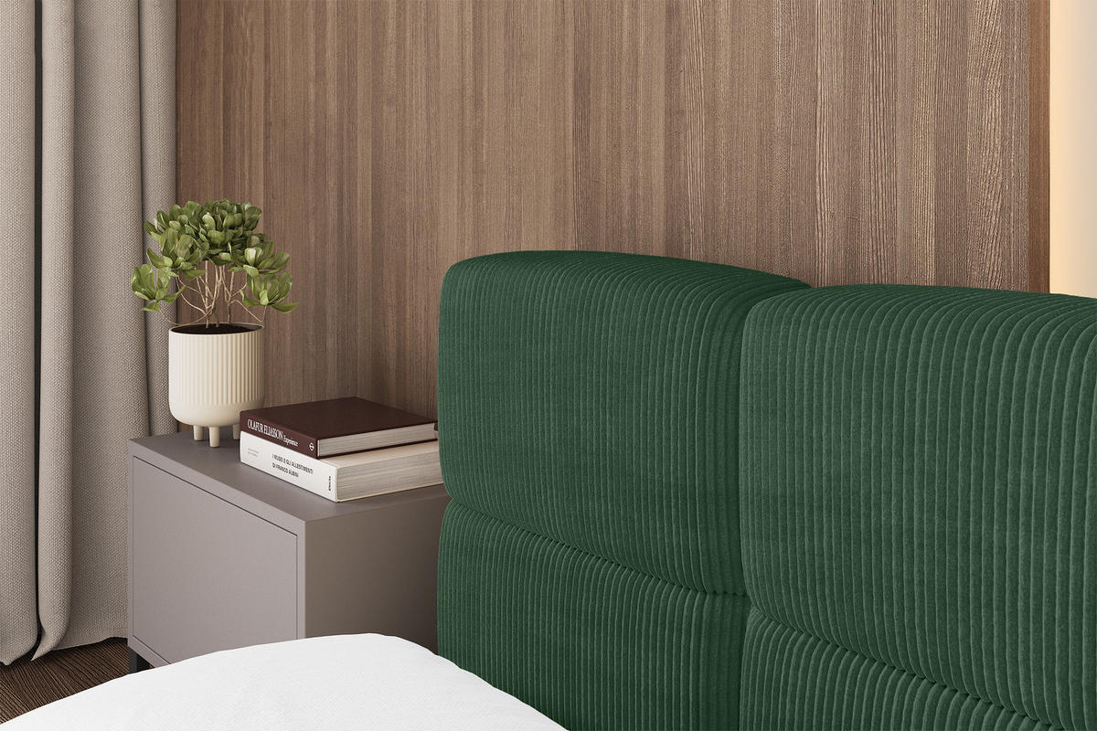 POLSTERBETT mit Bettkasten und Lattenrost, Bett mit Matratze H3/H4, Kopfteil, Boxbett, Doppelbett mit Stauraum - NATA-v1 200x200 Grün - Grün, Holzwerkstoff/Textil (200/200cm) - ALTDECOR